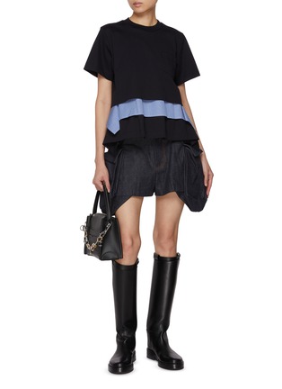 模特儿示范图 - 点击放大 - SACAI - Hybrid Shirt Layered Cotton T-Shirt