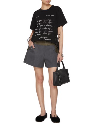 模特儿示范图 - 点击放大 - SACAI - Hybrid Miss You Cotton T-Shirt