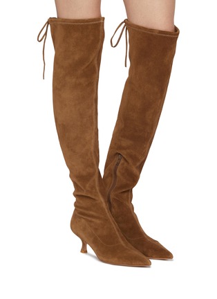 模特儿示范图 - 点击放大 - PEDDER RED - Sophia 60 Suede Thigh High Boots
