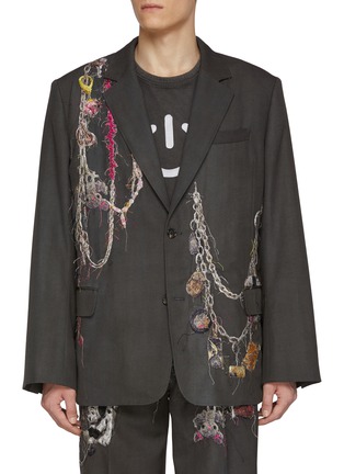 首图 - 点击放大 - DOUBLET - Single Breasted Chain Embroidered Wool Tailored Jacket