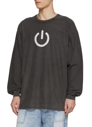 细节 - 点击放大 - DOUBLET - On Off Power Icon Reversible Cotton Blend T-Shirt