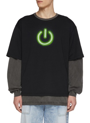 首图 - 点击放大 - DOUBLET - On Off Power Icon Reversible Cotton Blend T-Shirt