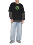 模特儿示范图 - 点击放大 - DOUBLET - On Off Power Icon Reversible Cotton Blend T-Shirt