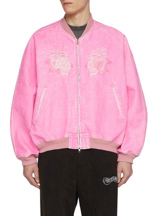 首图 - 点击放大 - DOUBLET - Skull Embroidery Flocked Denim Souvenir Jacket