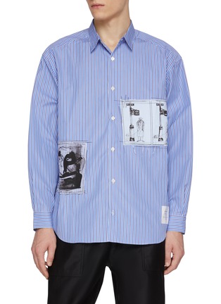 首图 - 点击放大 - COMME DES GARÇONS HOMME - Ralph Steadman Art Patchwork Striped Cotton Shirt
