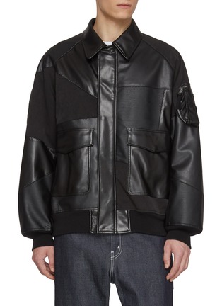 首图 - 点击放大 - COMME DES GARÇONS HOMME - Faux Leather Patchwork Zip Up Jacket