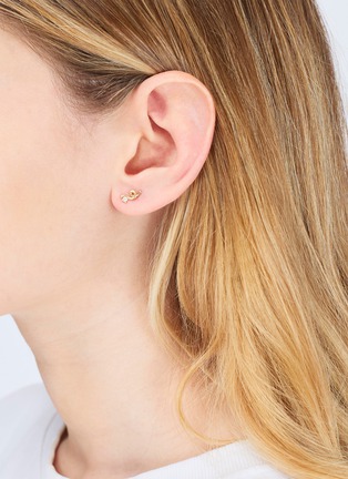 细节 - 点击放大 - BEA BONGIASCA - Mini Loop 9K Gold Diamond Single Earring