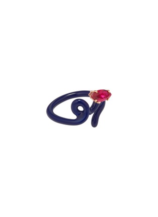 细节 - 点击放大 - BEA BONGIASCA - Baby Vine Tendril 9K Gold Silver Corundum Enamel Ring  — EU 50