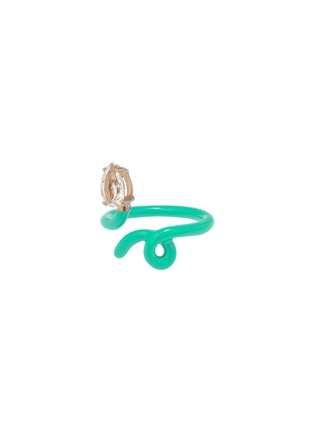 细节 - 点击放大 - BEA BONGIASCA - Baby Vine Tendril 9K Gold Silver Crystal Enamel Ring  — EU 50
