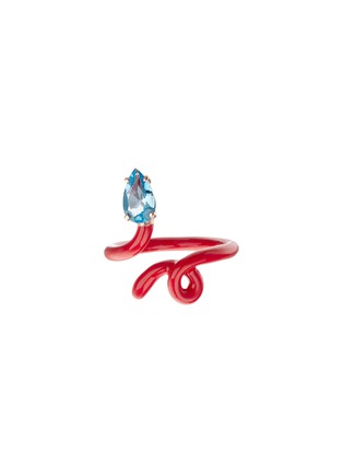 首图 - 点击放大 - BEA BONGIASCA - Baby Vine Tendril 9K Gold Silver Topaz Enamel Ring  — EU 54