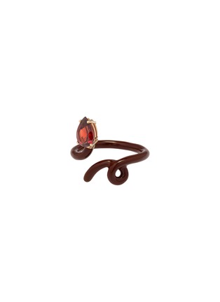 细节 - 点击放大 - BEA BONGIASCA - Baby Vine Tendril 9K Gold Silver Garnet Enamel Ring  — EU 54