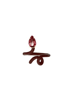 首图 - 点击放大 - BEA BONGIASCA - Baby Vine Tendril 9K Gold Silver Garnet Enamel Ring  — EU 54