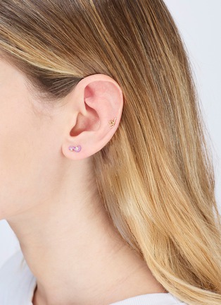 细节 - 点击放大 - BEA BONGIASCA - Mini Loop 9K Gold Diamond Enamel Single Earring