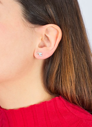 细节 - 点击放大 - BEA BONGIASCA - Mini Loop 9K Gold Diamond Enamel Single Earring