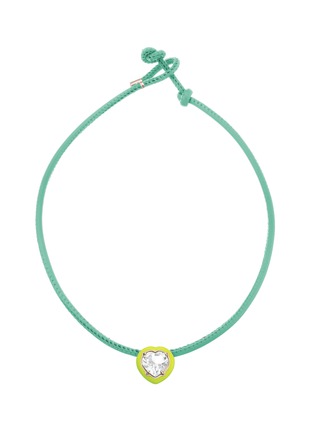 首图 - 点击放大 - BEA BONGIASCA - Pop 9K Gold Sterling Silver Enamel Heart Crystal Leather Cord Choker