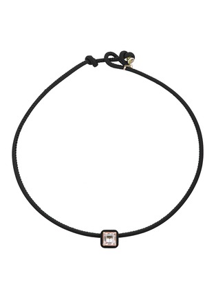 首图 - 点击放大 - BEA BONGIASCA - Pop 9K Gold Sterling Silver Enamel Square Crystal Leather Cord Choker