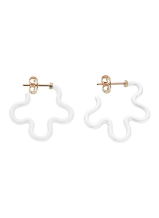 首图 - 点击放大 - BEA BONGIASCA - Two Tone Asymmetrical Flower 9K Gold Sterling Silver Enamel Earrings