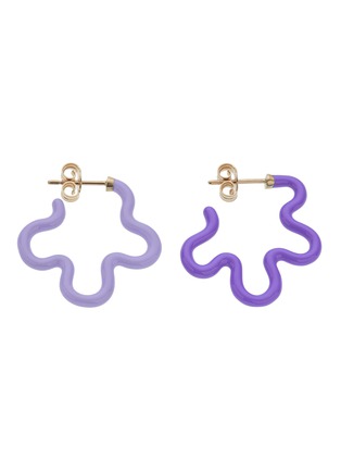 首图 - 点击放大 - BEA BONGIASCA - Two Tone Asymmetrical Flower 9K Gold Sterling Silver Enamel Earrings