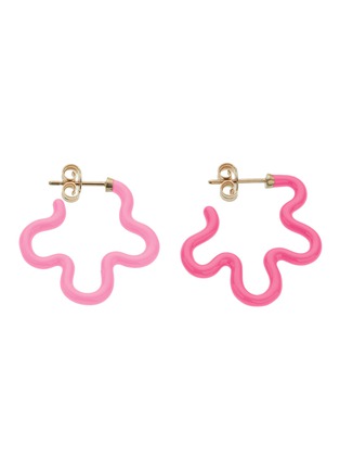 首图 - 点击放大 - BEA BONGIASCA - Two Tone Asymmetrical Flower 9K Gold Sterling Silver Enamel Earrings
