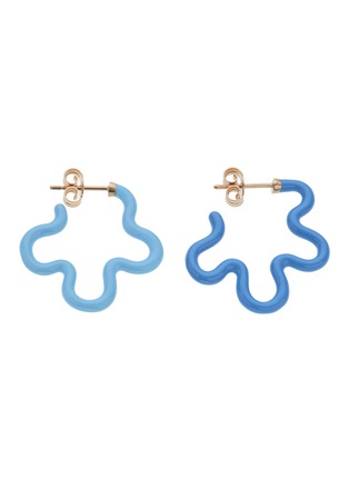 首图 - 点击放大 - BEA BONGIASCA - Two Tone Asymmetrical Flower 9K Gold Sterling Silver Enamel Earrings