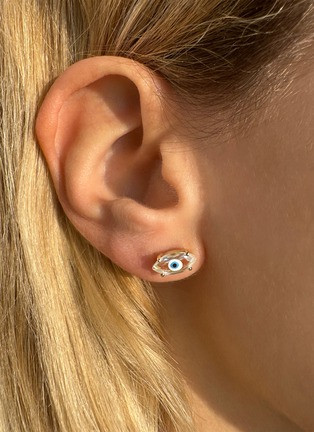 细节 - 点击放大 - BEA BONGIASCA - Big Eye 9K Gold Enamel Crystal Single Earring