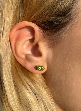 细节 - 点击放大 - BEA BONGIASCA - Big Eye 9K Gold Enamel Peridot Single Earring