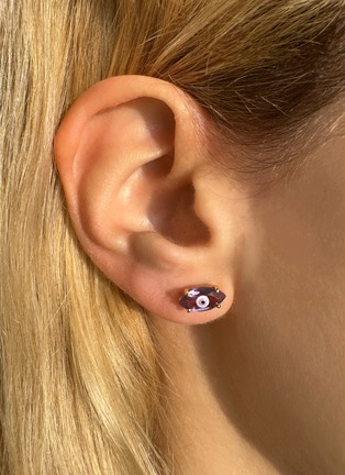 细节 - 点击放大 - BEA BONGIASCA - Big Eye 9K Gold Enamel Amethyst Single Earring