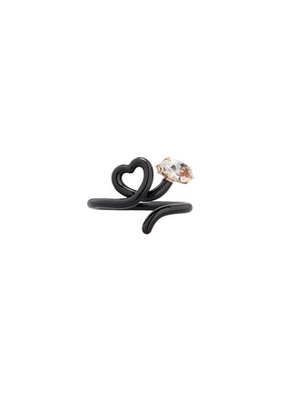 首图 - 点击放大 - BEA BONGIASCA - Baby Vine Heart 9K Gold Sterling Silver Enamel Crystal Ring — EU 54
