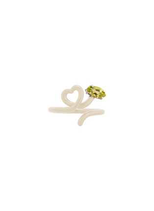 首图 - 点击放大 - BEA BONGIASCA - Baby Vine Heart 9K Gold Sterling Silver Enamel Peridot Ring — EU 56