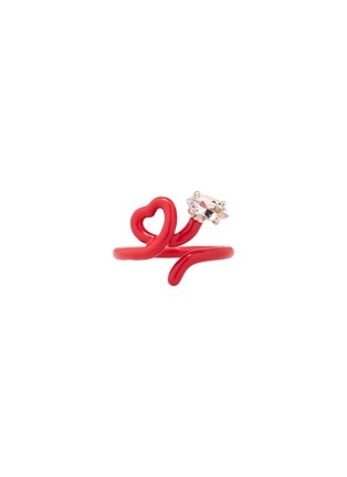 首图 - 点击放大 - BEA BONGIASCA - Baby Vine Heart 9K Gold Sterling Silver Enamel Crystal Ring — EU 52
