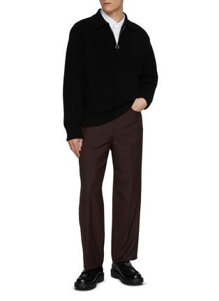 模特儿示范图 - 点击放大 - WOOYOUNGMI - 拉链领针织 POLO 衫