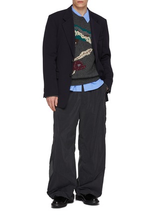 模特儿示范图 - 点击放大 - WOOYOUNGMI - Floral Jacquard Wool Knit Sweater