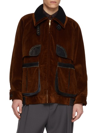 首图 - 点击放大 - KOLOR - Faux Leather Accents Textured Cotton Jacket