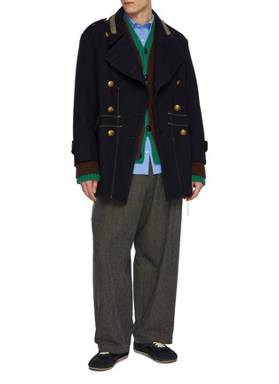 模特儿示范图 - 点击放大 - KOLOR - Double Breasted Wool Blend Coat Jacket