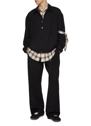 模特儿示范图 - 点击放大 - SONG FOR THE MUTE - Relaxed Bead Rope Gabardine Lounge Pants