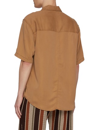 背面 - 点击放大 - SONG FOR THE MUTE - Oversized Contrast Stitch Peach Cupro Shirt