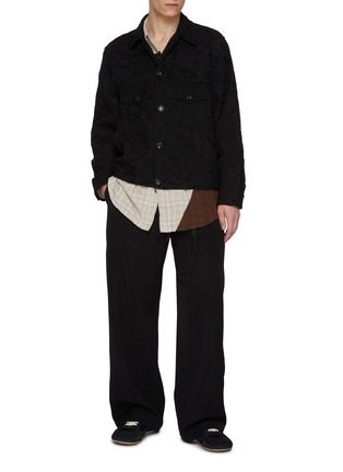 模特儿示范图 - 点击放大 - SONG FOR THE MUTE - Antique Straw Embroidered Worker Jacket