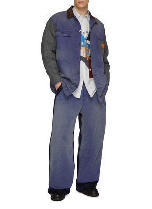 模特儿示范图 - 点击放大 - KHOKI - Striped Appliqué Cotton Shirt