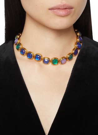 模特儿示范图 - 点击放大 - GOOSSENS - Renaissance 24 Gold Plated Natural Crystal Necklace