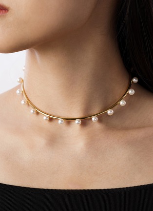 细节 - 点击放大 - BIJOU DE M - 18K Gold Plated Sterling Silver Freshwater Pearl Choker — Size R