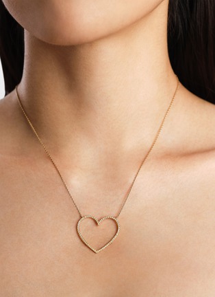 细节 - 点击放大 - BIJOU DE M - Dia Open Heart 18K Gold Diamond Necklace — Size L
