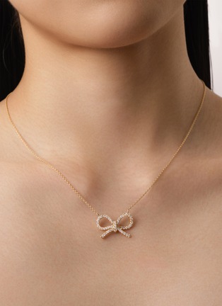 细节 - 点击放大 - BIJOU DE M - The Bow 18K Gold Diamond Necklace — Size L