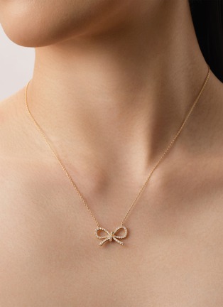 细节 - 点击放大 - BIJOU DE M - The Bow 18K Gold Diamond Necklace — Size S