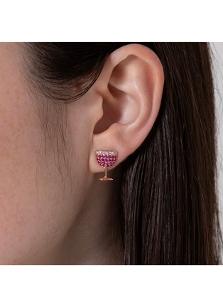 细节 - 点击放大 - BIJOU DE M - Richebourg 18K Rose Gold Ruby Diamond Single Stud Earring