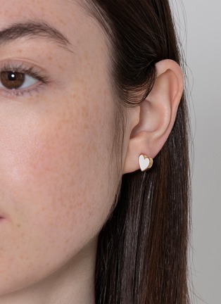 细节 - 点击放大 - BIJOU DE M - Reversible Heart 18K Gold Diamond Resin Single Earring — Right