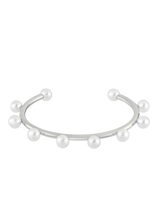 首图 - 点击放大 - BIJOU DE M - Dot Pearl 18K White Gold Plated Sterling Silver Freshwater Pearl Bangle — Size L