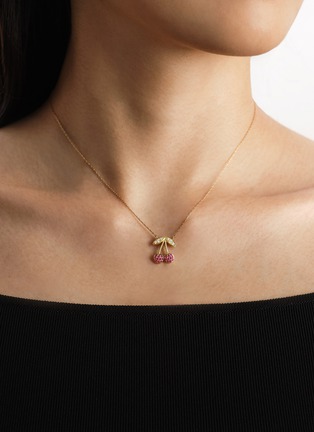 细节 - 点击放大 - BIJOU DE M - Cherry 18K Gold Diamond Ruby Necklace