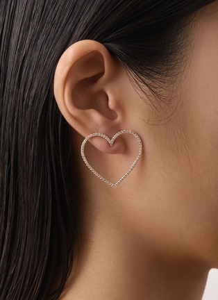 细节 - 点击放大 - BIJOU DE M - Large Open Heart 18K White Gold Diamond Single Earring