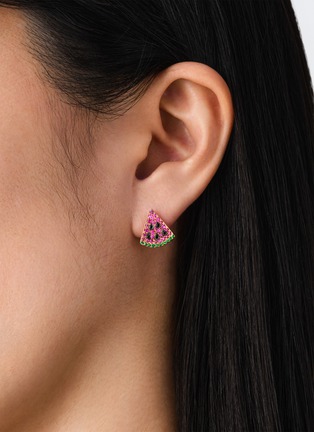 细节 - 点击放大 - BIJOU DE M - Watermelon 18K Rose Gold Diamond Ruby Garnet Single Earring