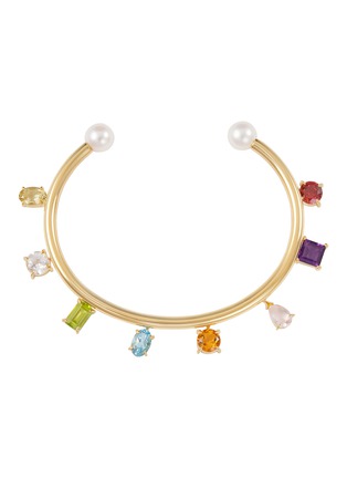 细节 - 点击放大 - BIJOU DE M - Colour Stone 18K Gold Plated Sterling Sliver Freshwater Pearl Bangle — Size L